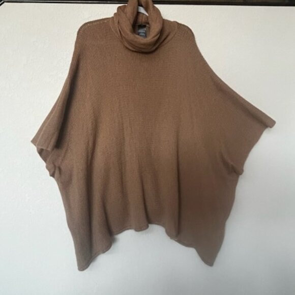 NWOT Express Oversized Very Soft Camel Brown Poncho Sweater Shawl - Picture 5 of 7